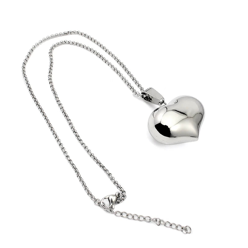 Fashion Silver Solid Small Heart Pendant Necklace Hollow Inside Heart Sliver Necklace 50.5cm Long Necklace Wedding Charm Jewelry
