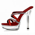 New red 13 cm new fashion platform leaky toe high heels party Stripper Club Summer large sandals women's shoes