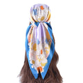2025 New Fashion and Elegant Scarf Flower Printed Scarf Light Luxury Decoration 90cm Twill Silk Square Scarf