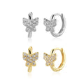 FUAMAY Designer 925 Sterling Silver Fashion Earrings Simple 18K Gold Plated Butterfly Hoop Earrings