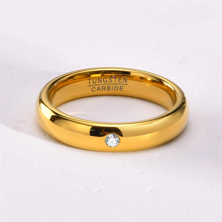 Wholesale Rings Custom Engraved logo Letter Gold Plated Zircon Charm Tungsten Steel Finger Rings for Men