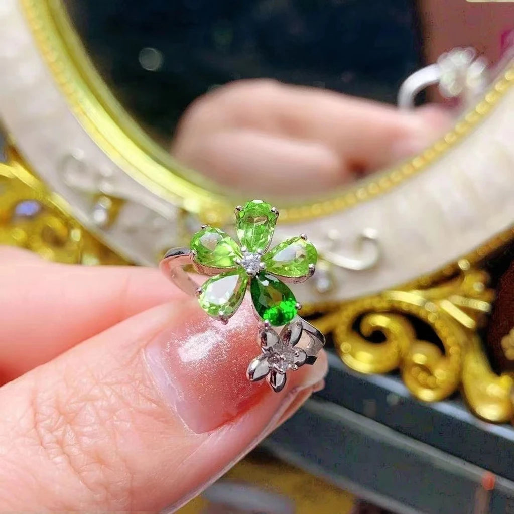 Hot Popular 925 Sterling Silver Engagement Rings for Women New Design with Natural Diopside Pearl Oval Cut Wedding Party Jewelry