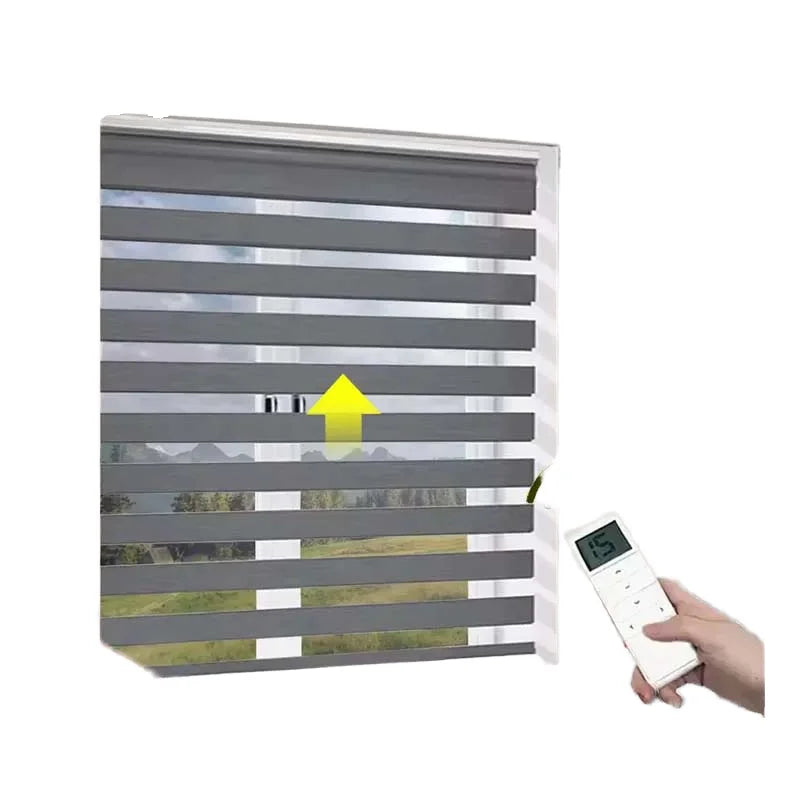 Custom Size Silver Rainbow Shutter Smart Zebra Blinds Electric Blackout Curtains Built-In French Window Office Hotel Fabric