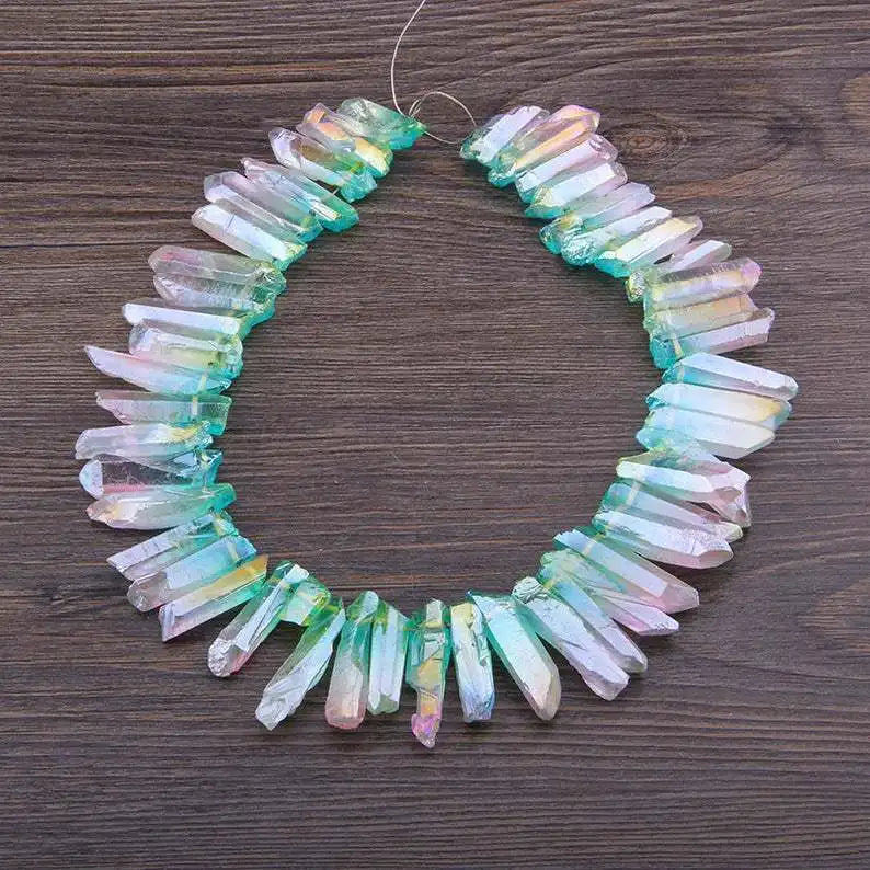 HY Hottest Sale Customized Jewelry pink Green Crystal Column Rough Semi-finished Products with Holes Jewelry Hair Accessories