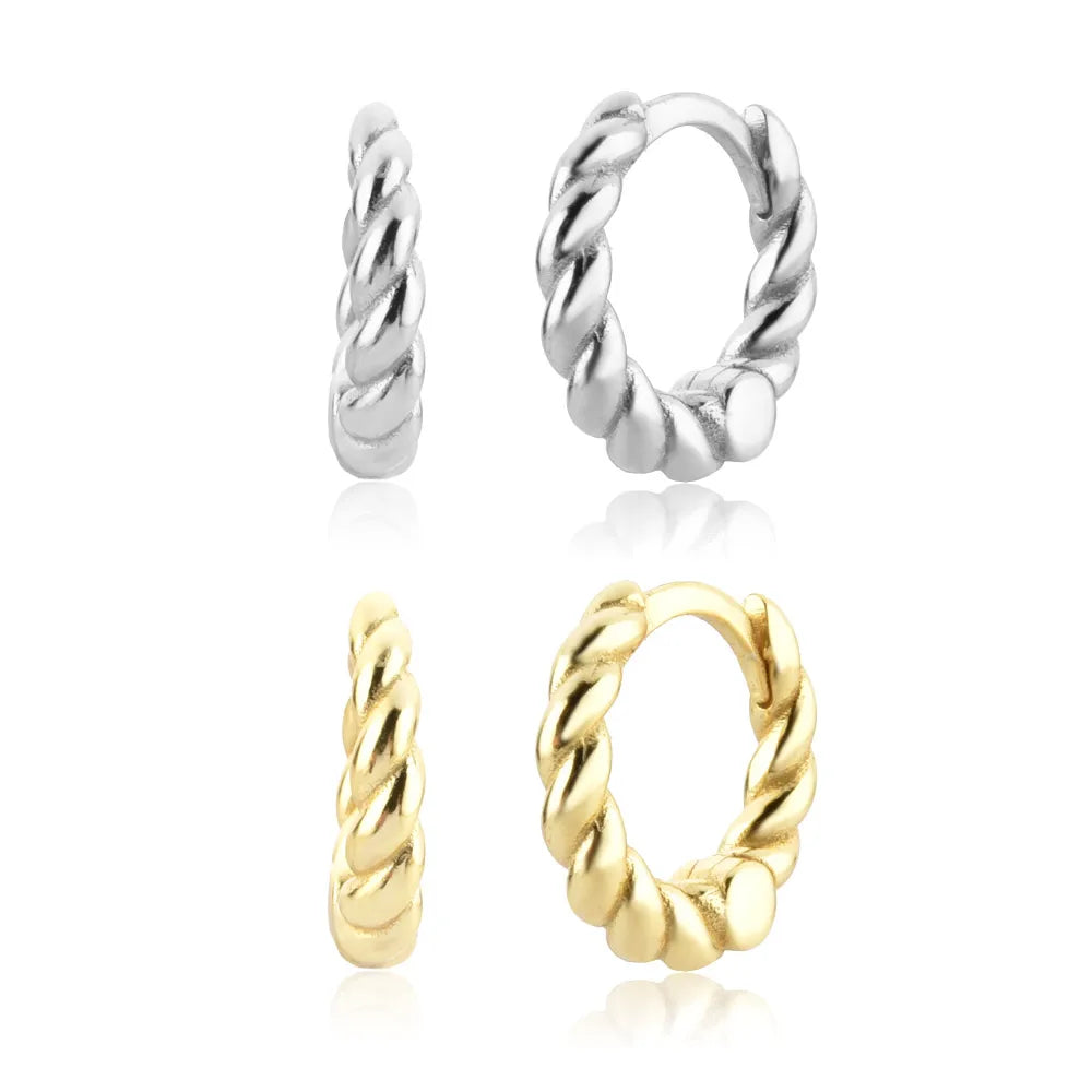 FUAMAY Classic Aretes De Plata 925 Silver Chunky Twisted Hoop Earrings Twisted Earrings