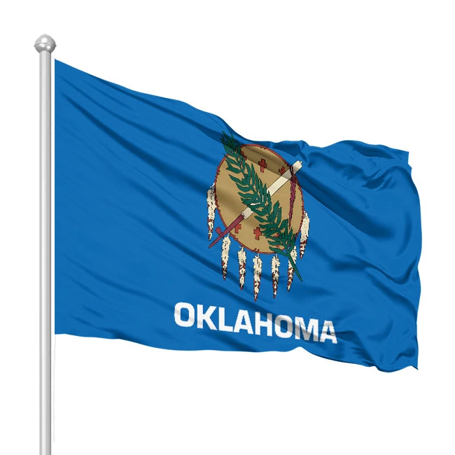 Customized Thickened Polyester Oklahoma Flag Banner Digital Printing Durable Tradeshow Giveaways