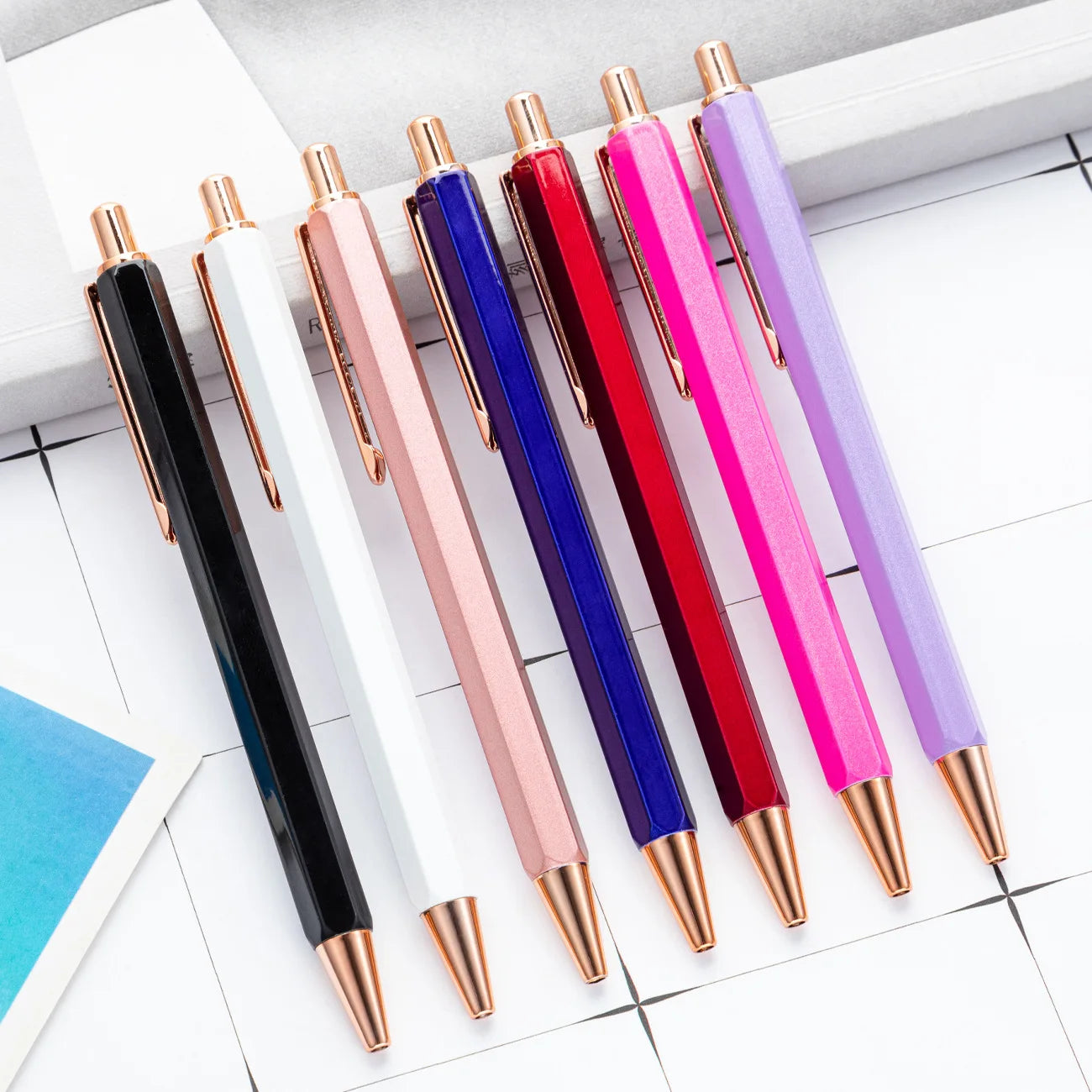 Creative Hexagonal Metal Press Ballpoint Pen Stationery SchoolOffice Supplies Customized logo Fashion Advertising Corporate Gift