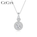 CZCITY Pendant Jewelry Sterling Silver 925 Link Chain for Woman Moissanite Diamond Necklace