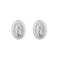 Jewelry Wholesale S925 Sterling Silver Carved Stud Earring Religious Solemnity Design With Zircon Stone