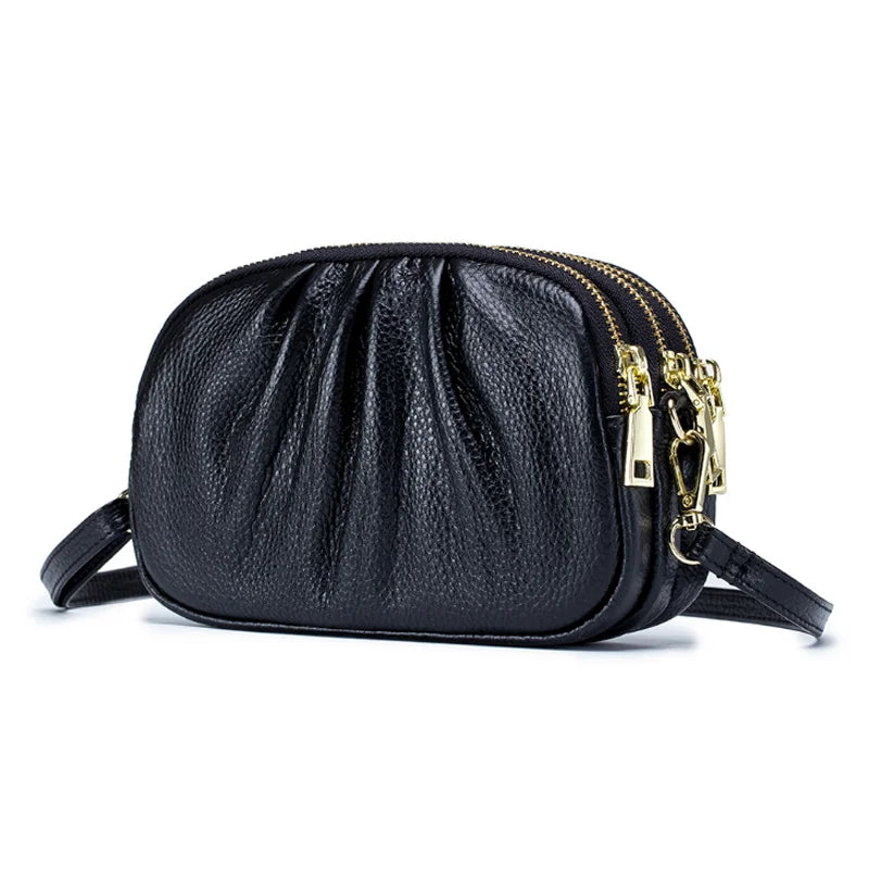 2025 New Style Women's Messenger Bag Large Capacity Soft First Layer Cowhide Phone Bag