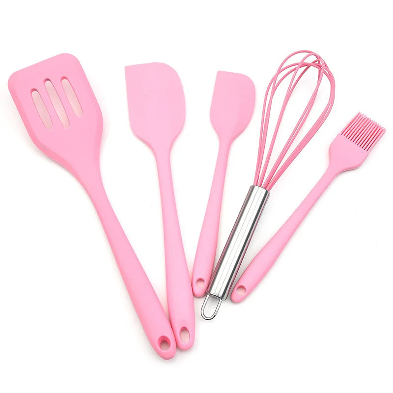 OEM/ODM  5Pcs New Silicone Silicone Scraper Cooking Accessories Heat Resistant Food Grade Utensils Kitchen Cooking Spatula