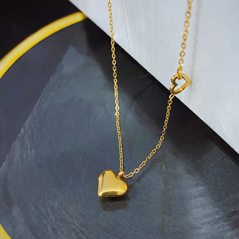 Fashion Women Necklaces Stainless Steel Star Hanging Chain Love Heart Pendant Necklace Jewelry