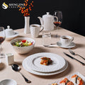 Luxury Restaurant Hotel Eco-Friendly White Porcelain Dinnerware Set Microwave & Dishwasher Safe 4-Piece Wedding Dinnerware