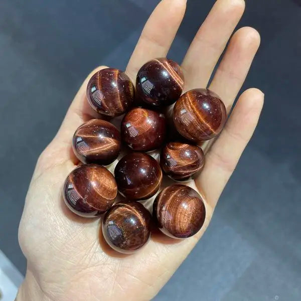 Hot Selling Natural Red Tiger Eye Stones Small Red Tiger Eye Spheres Balls for Crystal Healing and Spirit Energy
