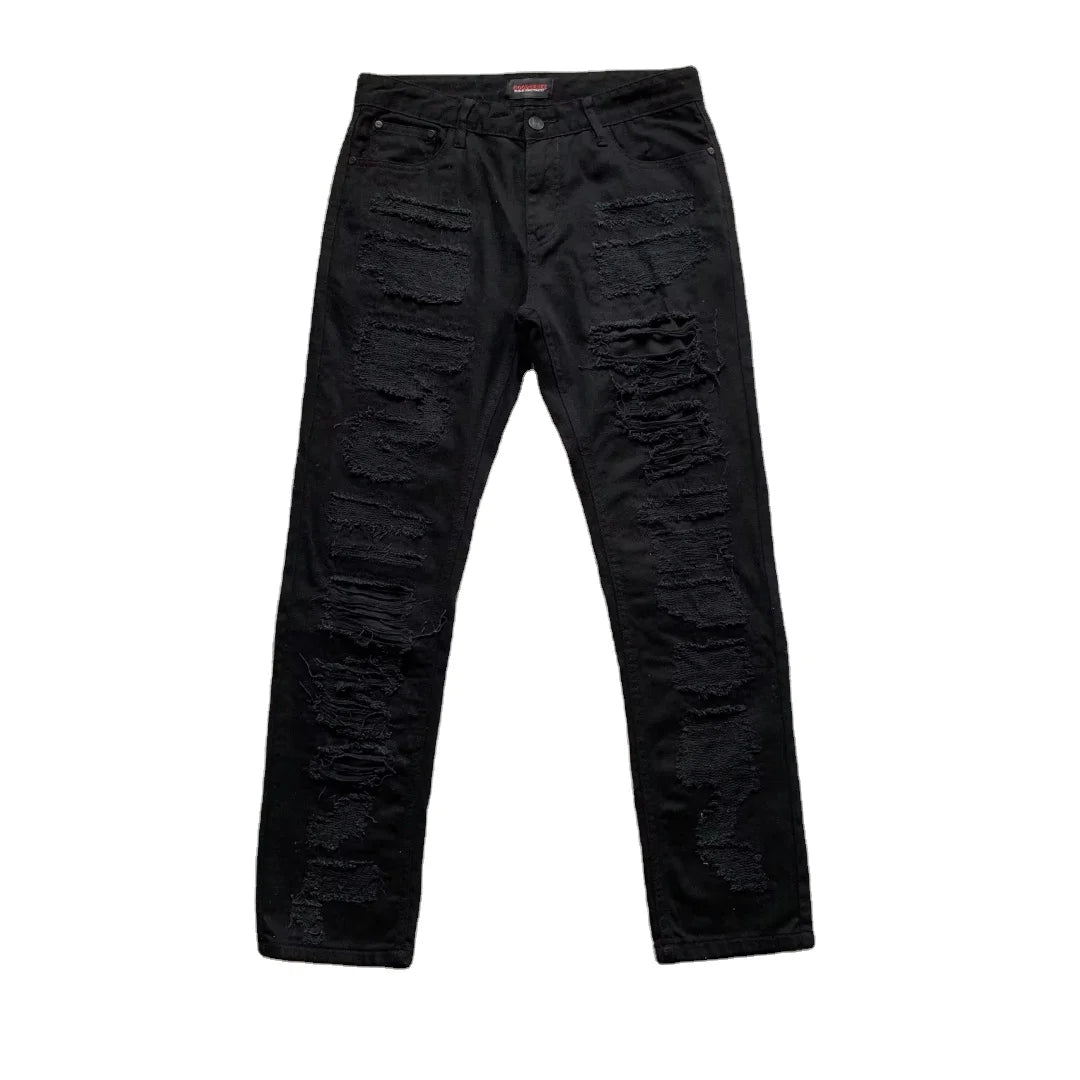 DENIMGUYS Custom Men's Street Style Jeans Y2K Hip-Hop Style Popular Trend Loose Fit Denim Ripped Embroidery Pants