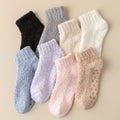 Wholesale Winter Plain Cozy Fluffy Floor Socks Women Antislip Fuzzy Slipper Ankle Socks With Grip MegaBDM
