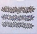 Custom Design Silver Rhinestone Leaf Bridal Applique Sew on Sash Accessories Appliques