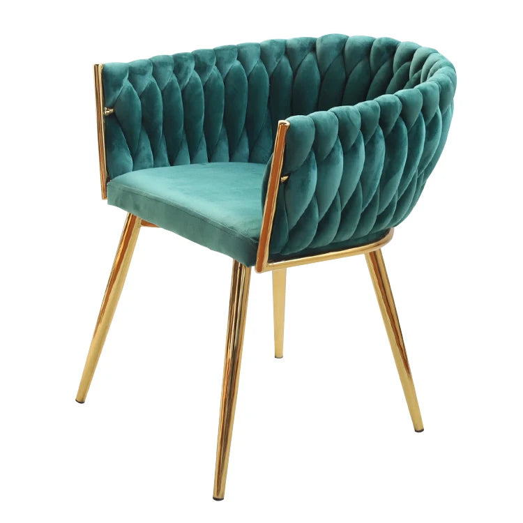 Navy Blue Green Velvet Gold Dining Chair French Country Style Special Design Dining Chair with Metal Legs