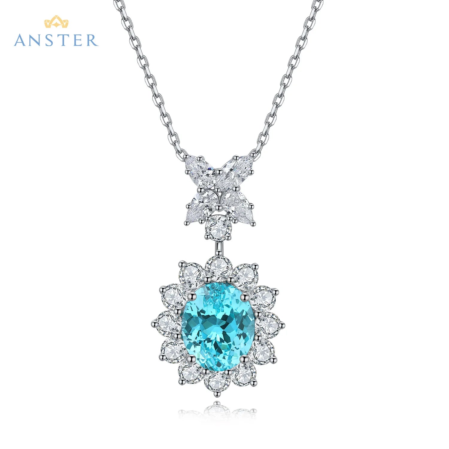 Christmas Blue Diamonds Pendant Necklace 925 Sterling Silver Charms Lab Created Paraiba Necklaces Gift for Her
