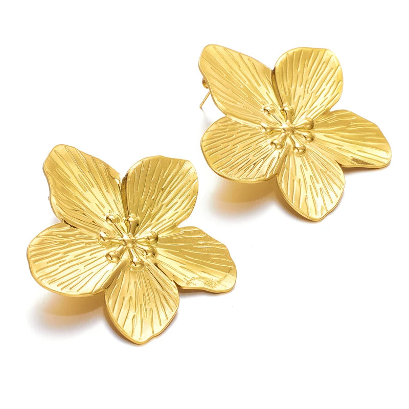 Fashionable Casual Banquet Style Waterproof Stainless-steel Exaggerated butterfly Sunflower Earrings