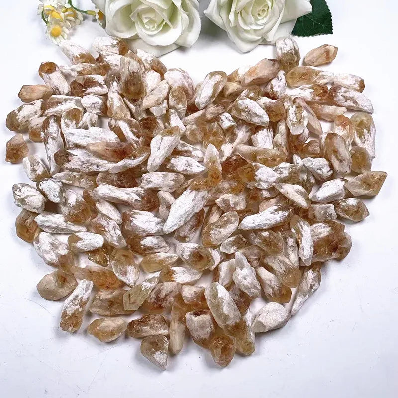 China Supplier Nature Crystal Healing Yellow Quartz Uncut Topaz Tooth for Sale