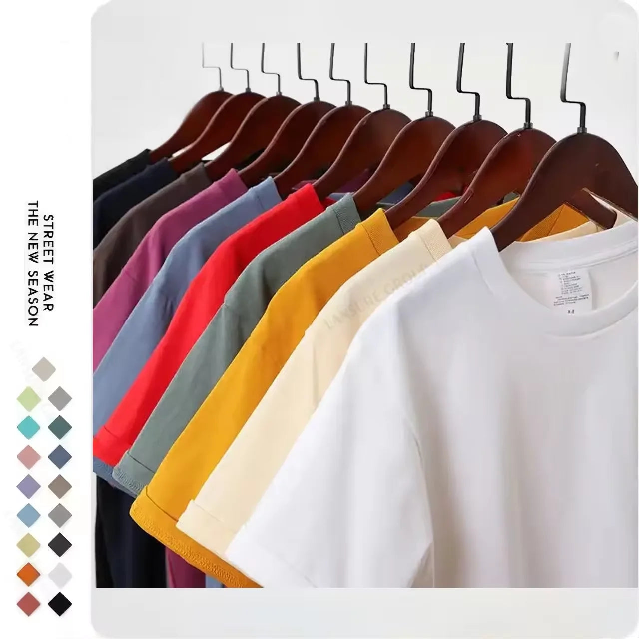 Custom 220g Thick 100% Cotton Heavyweight Plus Size Men's T-shirts White Streetwear Regular Fit