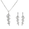 2pcs Classic CZ Zircon Wedding Jewelry Premium Bridal Pendant Earrings and Necklace for Party or Engagement