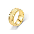 BINSHUO Wholesale Custom Stainless Steel Jewelry 8MM Titanium Steel Gold Plated Burnishing Brick Pattern Couple Ring Men Woman