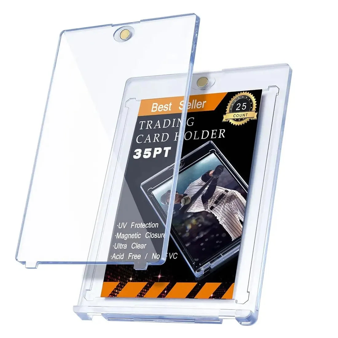 MIO 35PT Magnetic Card Holder with Hard Plastic Sleeves Trading Display Case for Pokemonn Support Set Protectors Credit Card Use