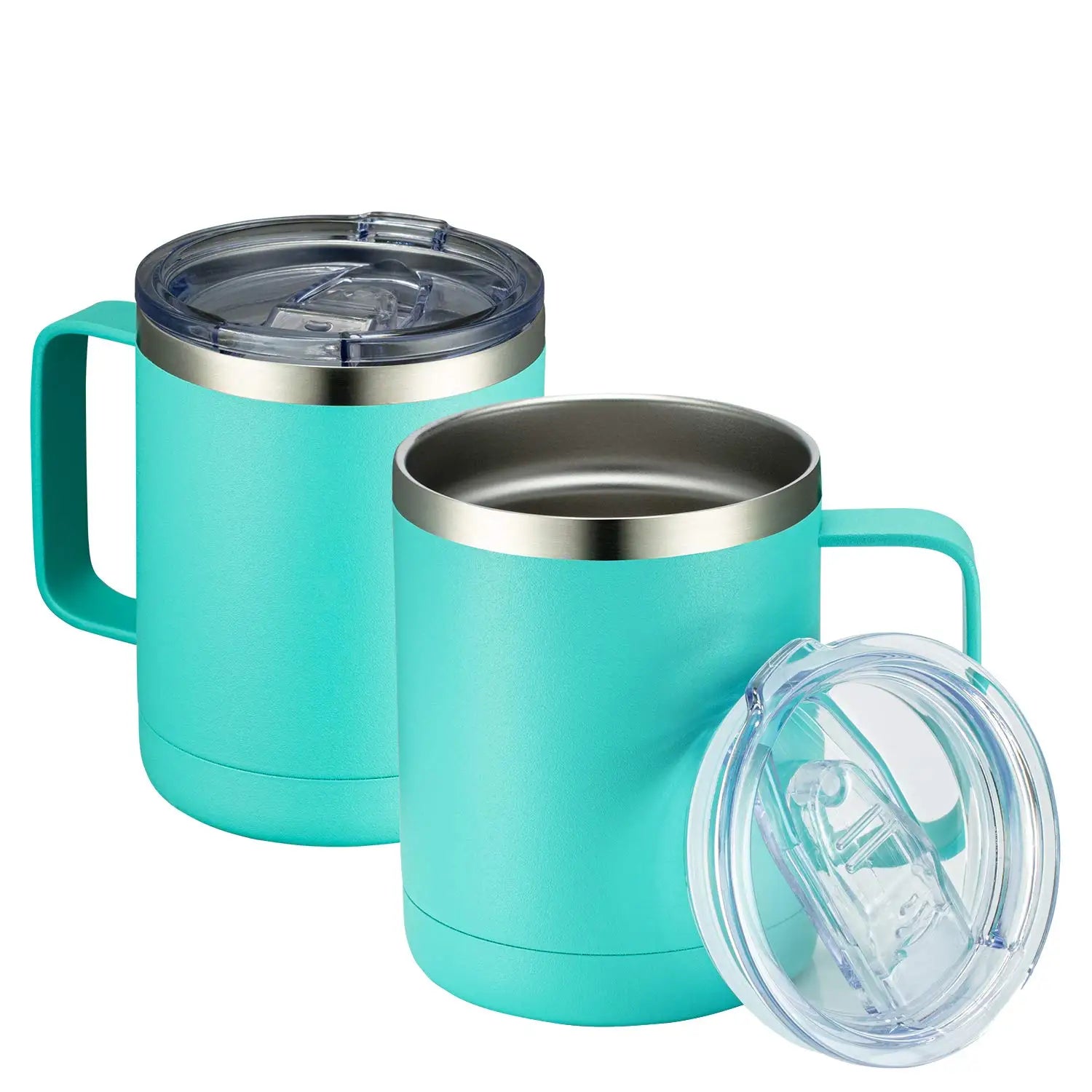 12oz Coffee Mug  304 Stainless Steel  With Handle and Sliding Lid American-style Coffee Cup Mugs for Camping Travel