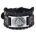 Vintage Punk Leather Rope Bracelet for Men Viking Totem Bangle Odin Logo Custom Gold Silver Featuring Letter Cross Patterns