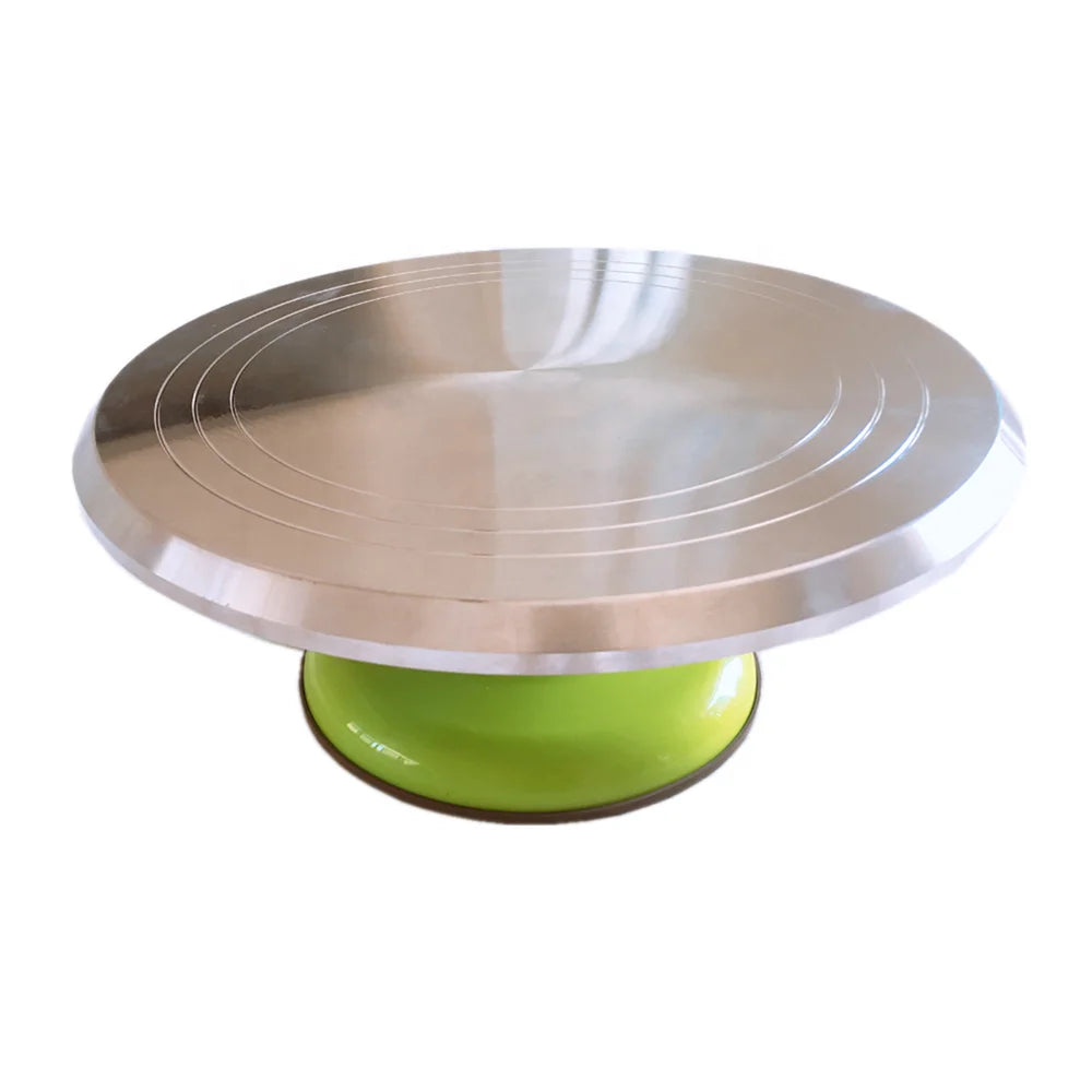 AK Custom Logo Multi-colored Aluminium Alloy Cake Turntable Non-slip Silicone Base Rotating Cake Stand for Bakery