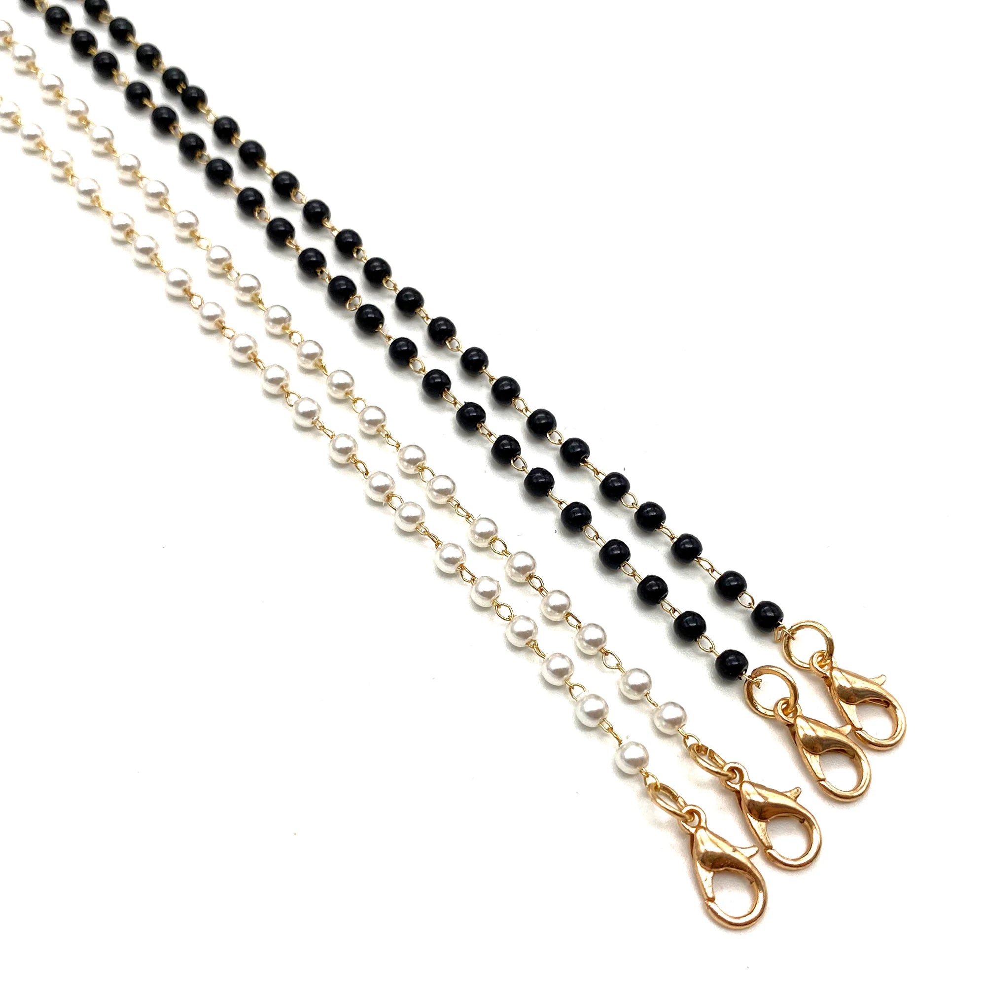 Exquisite Round Beaded Golden Clip Ring Copper Chain Face-mask Chain