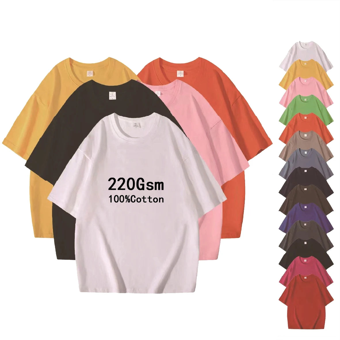 High Quality 100% Cotton 220Gsm Unisex Oversized Heavy T-Shirt Custom Printing on Plain Blank Men's Knitted T-Shirt