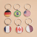 Wholesale Solar Country Flag Souvenirs Key Chains Blank Alloy Round with National Flag Rechargeable Custom Design