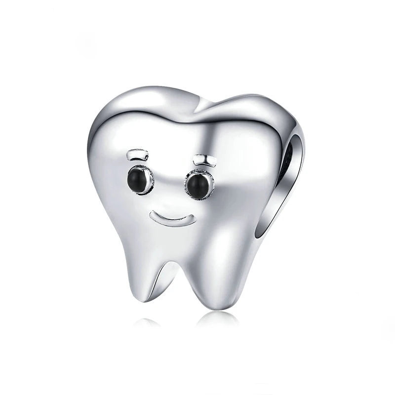 Factory Wholesale S925 Sterling Silver DIY Charms Cute Teeth Bracelet Charms Accessories for Jewelry Making