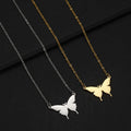 18k Gold Plated Stainless Steel Waterproof Butterfly Necklace Jewelry Titanium Butterfly Necklace
