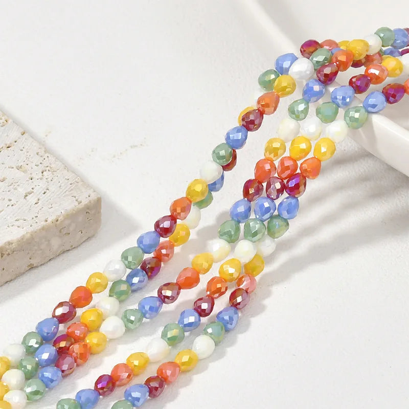 2025 Crystal Factory Direct Sell Colorful Crystal Glass Beads Rectangular Round Small Strawberry Beads