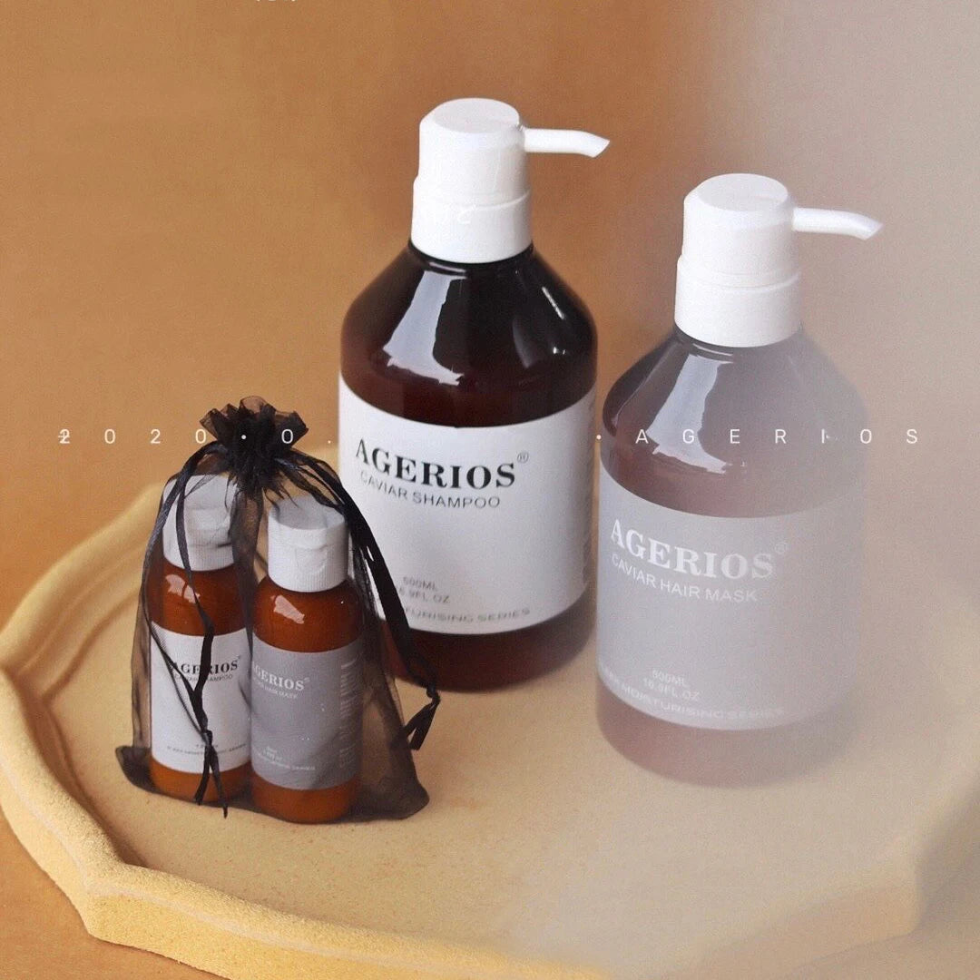 For Caviar Fluffy Shampoo & Conditioner Anti-Dandruff Treatment with Argan Oil Collagen Moisturizing Nourishing Oil Control