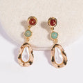 HOVANCI 2020 Hotselling Dainty Green Red Beads Drop Earrings Natural Baroque Pearl Dangle Earrings for Wedding