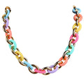 Fashion New Colorful Geometric Chunky Link Chain Necklace Acrylic Chain Choker Collar Necklace for Women Bohemian Multi Color