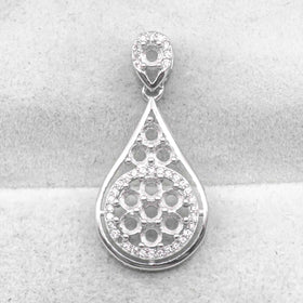 Sterling Silver 3*3mm Semi Mount Pendant Empty Frame Blank Support Setting S925 Base Holder Without Center Stone for DIY Inlay