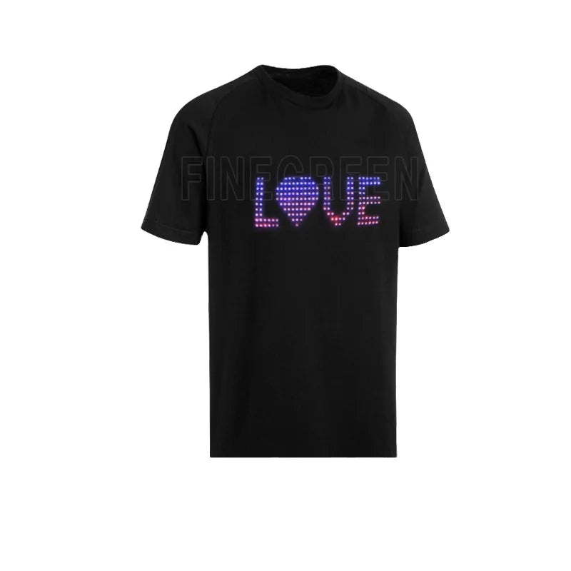 App Programmable Led Display Message Panel USB Rechargeable Led Light up Flashing t Shirt