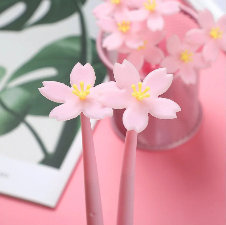 Cute Cherry Blossom Flower Pen With Black Ink Writing Pens Romantic Pens School for Students Kids Women Girls Friends