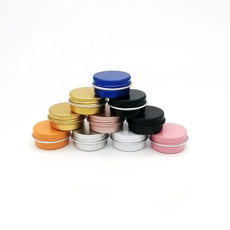 Silver Gold Black White Blue Round Aluminium Sample Box Empty Cosmetic Jar DIY Lip Balm Makeup Creams Jar Tin for Travelling