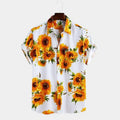 Hot Selling Mens Dress Shirts Casual Sunflower Printed Regular Fit Short Sleeve Blouse Top Streetwear Summer Beach Shirts