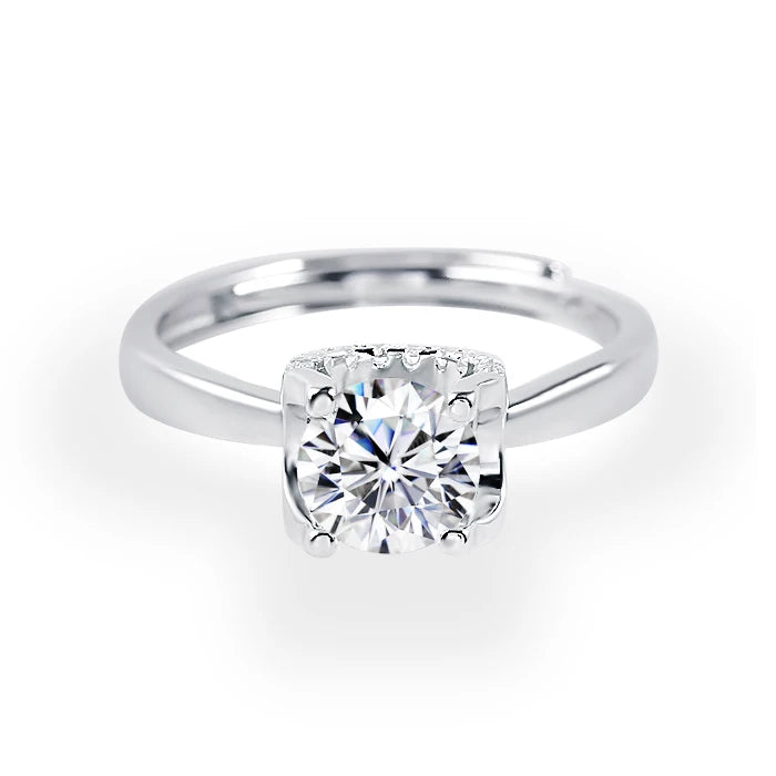 Loose Moissanite Diamond VVS Engagement Rings 925 Silver 18K White Gold Plated Ring