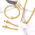 Popular 18K Gold Plated Stainless Steel Hiphop Snake Head Green Zircon Jewelry Set for Women Wedding Party Necklace Bracelet
