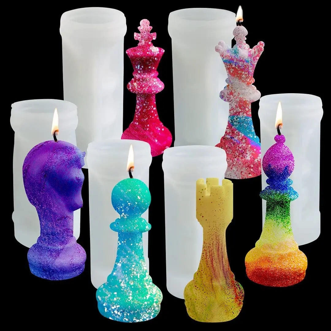 Chess Candle Molds for DIY Epoxy Casting Beeswax Aromatherapy Candles Silicon Chess Candle Moulds Chess Resin Custom Logo