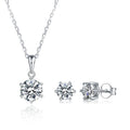 White Gold Platinum Plated 925 Sterling Silver 1.0ct Moissanite Trendy Christian Necklace Earring 0.50ct Wedding Engagement Set